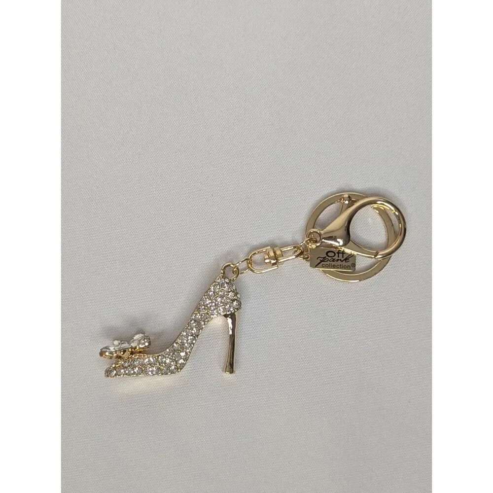 Off Park Crystal High Heel Keychain or Bag Charm - Gold Tone, Bling